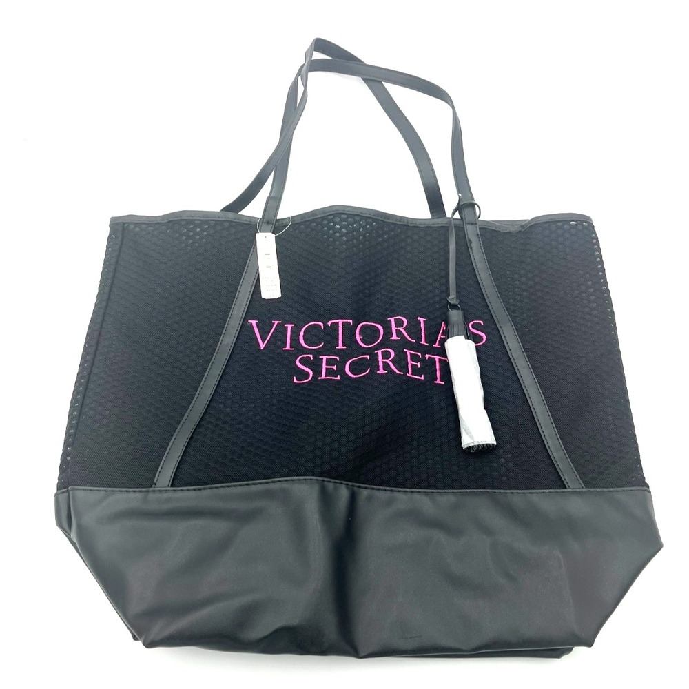 Victoria's‎ Secret Tote Black Weekender Tote Getaway Mesh Bag Transparent